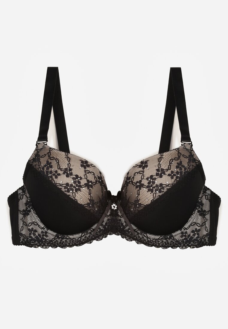 love magnolia Sutien Negru-Bej cu Dantelă și Zirconii Himelodia