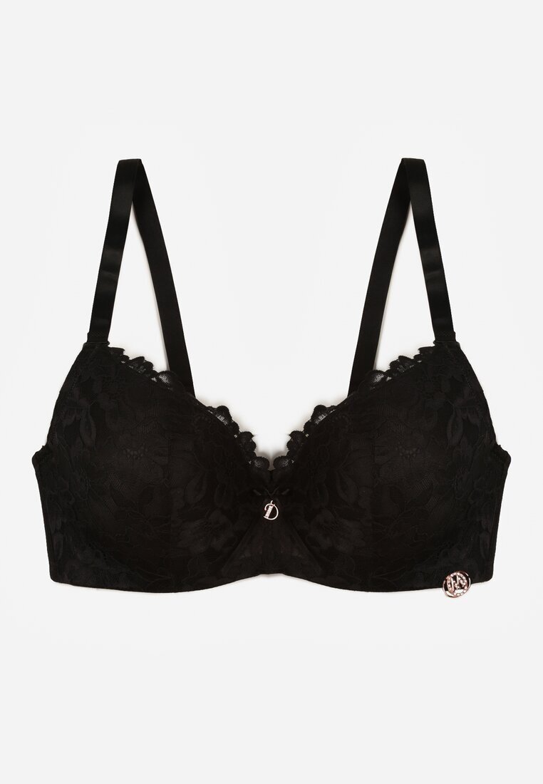 love magnolia Sutien Negru Decorat cu Dantelă și Fundă Aqiany