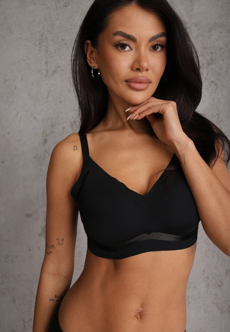 love magnolia Sutien Negru Decorat cu inserții transparente cu întărire Seanael