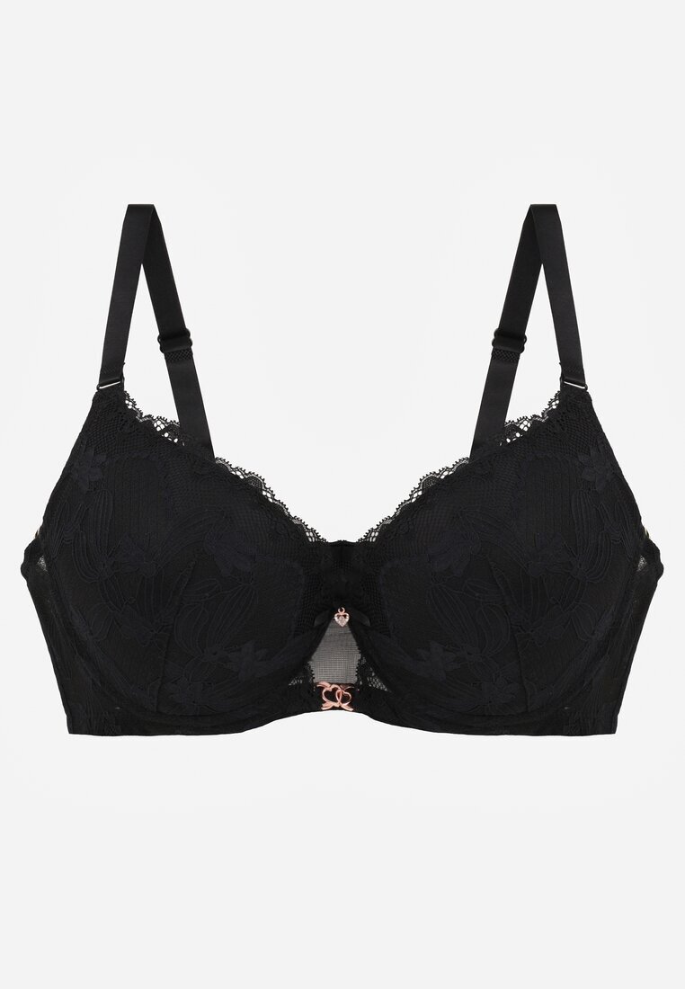love magnolia Sutien Negru Din dantelă cu Aplicație Metalică Dorzedi