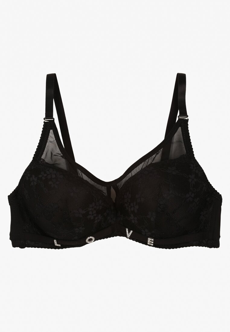 love magnolia Sutien Negru Din Dantelă cu Bretele Detașabile Revalora