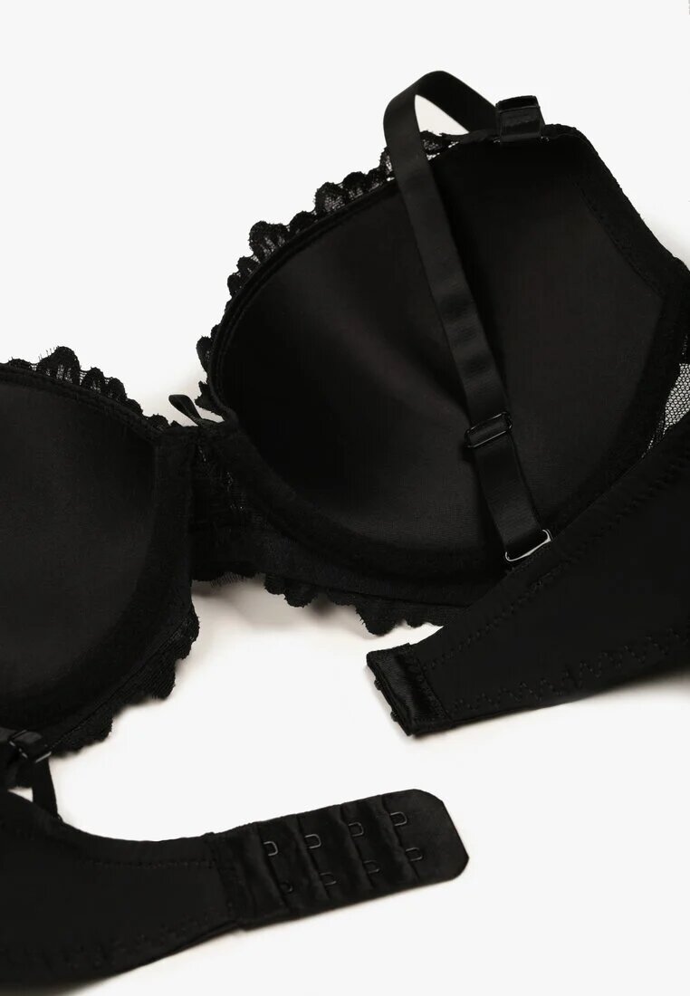 love magnolia Sutien negru din dantelă cu inimă din zirconiu și dantelă Nelanisea