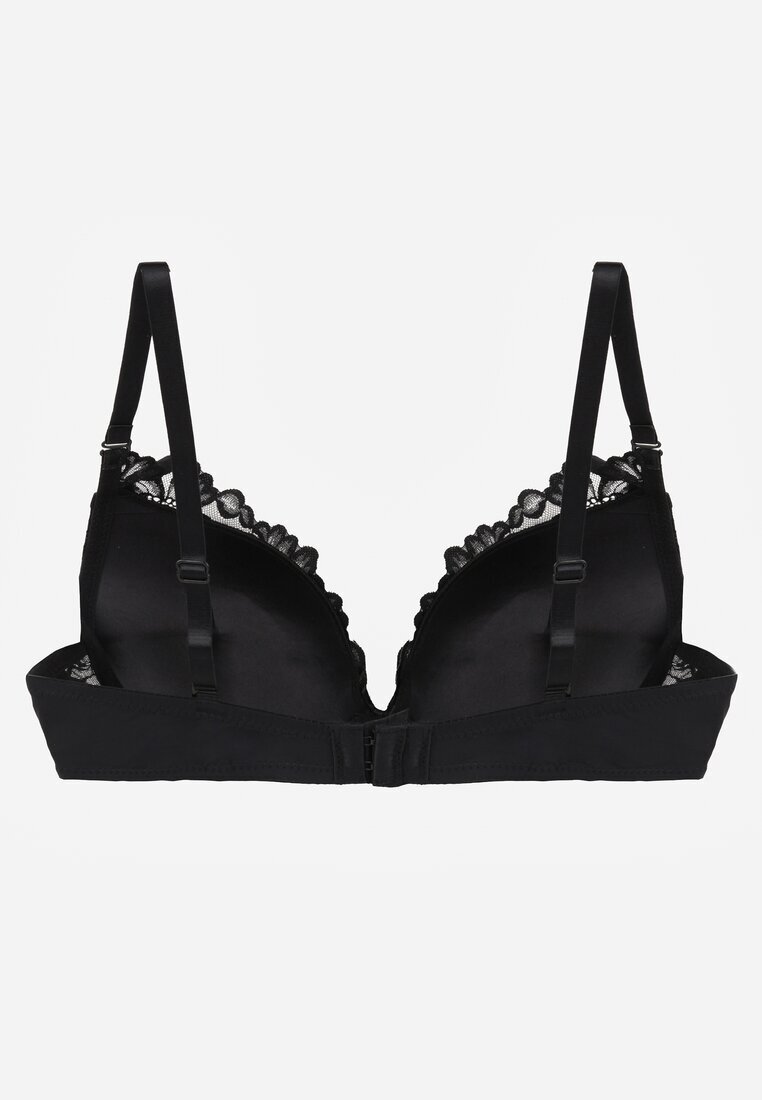 love magnolia Sutien Negru din dantelă decorat cu aplicație metalică Mirzedi