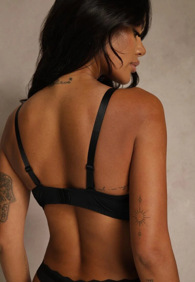 love magnolia Sutien Negru din Dantelă Decorat cu Inimă din Zirconiu Bothilei