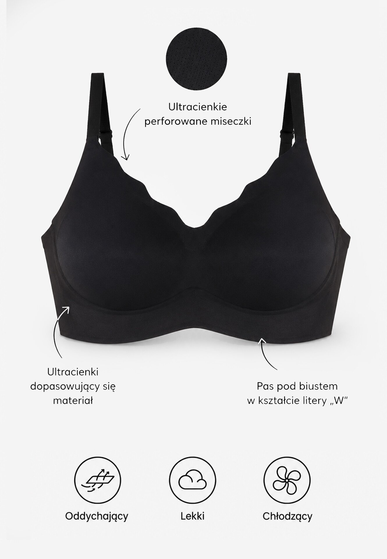 love magnolia Sutien Negru Fără cusături cu burete Fără sârmă Zeritha