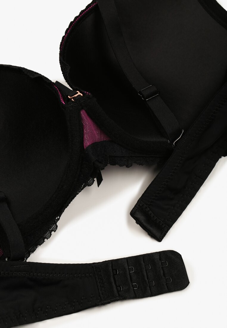 love magnolia Sutien Negru-Fuchsia din dantelă decorat cu fundiță Falzedia