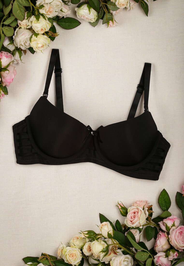 love magnolia Sutien Negru Push Up Decorat cu Decupaje Laterale Biathy