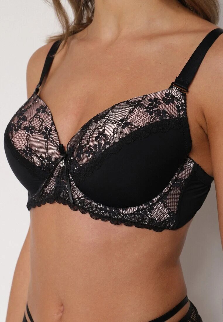 love magnolia Sutien Negru-Roz cu Dantelă și Zirconii Himelodia