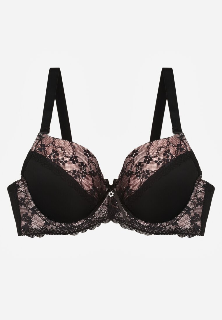 love magnolia Sutien Negru-Roz cu Dantelă și Zirconii Himelodia