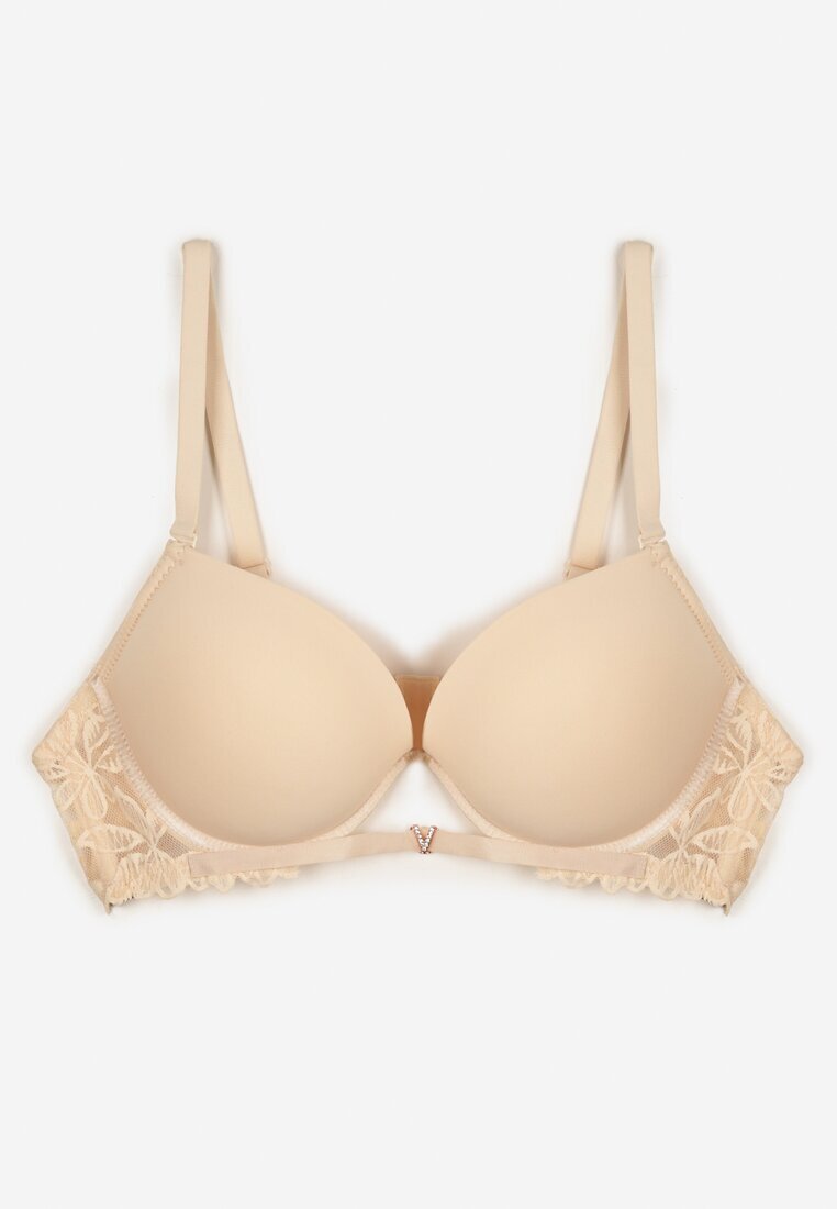 love magnolia Sutien Push-Up bej deschis cu Dantelă și Decupaj Frontal Sariaris