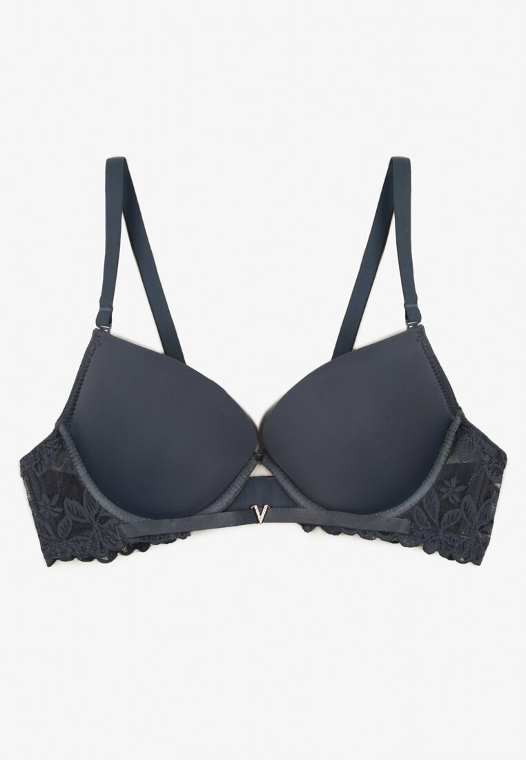 love magnolia Sutien Push-up Bleumarin cu Dantelă și Decupaj în Față Sariaris