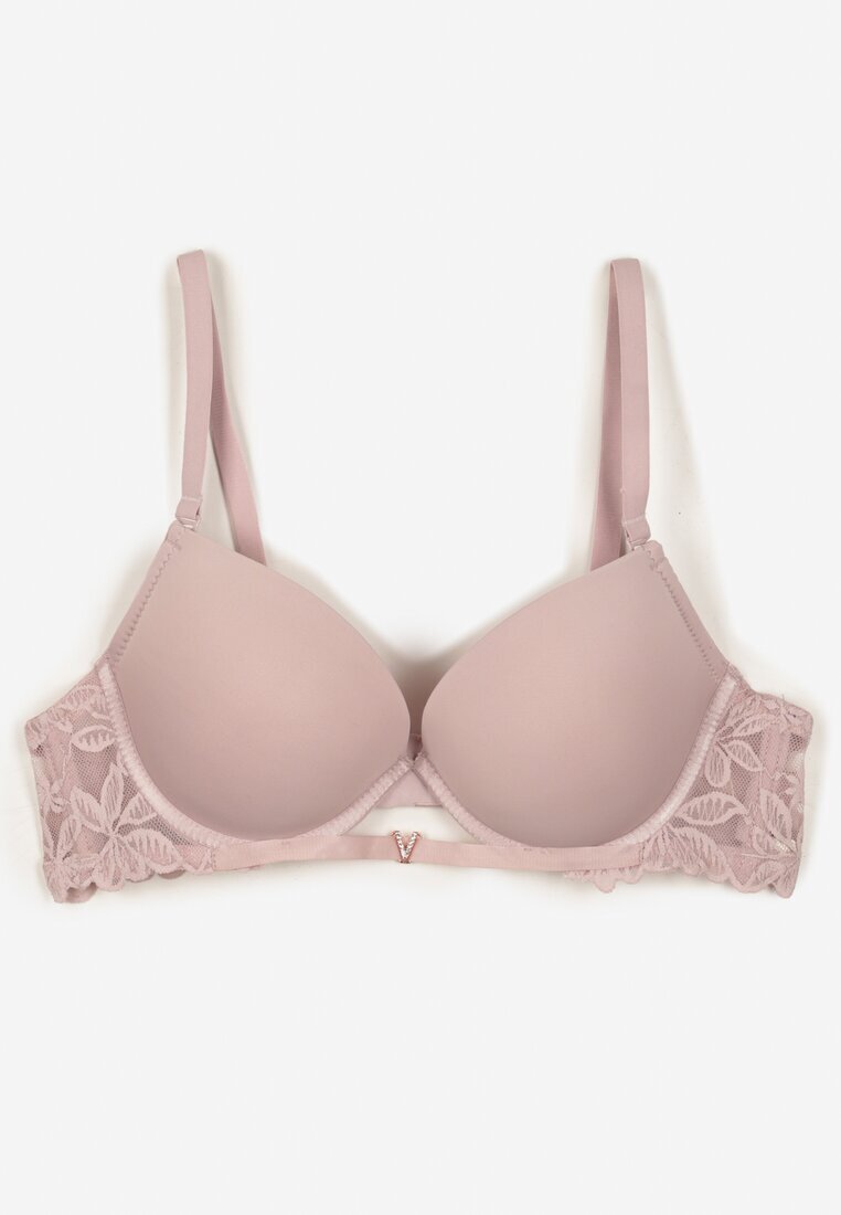 love magnolia Sutien Push-Up Mov deschis cu Dantelă și Decupaj Frontal Sariaris