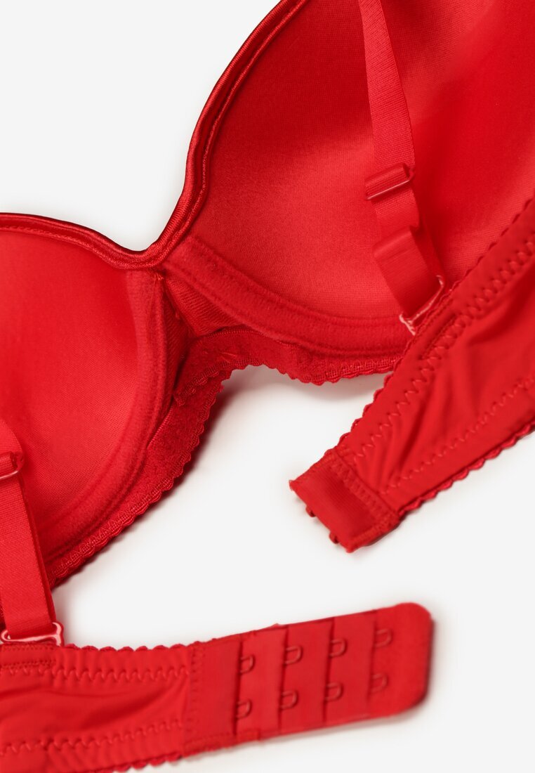 love magnolia Sutien Roșu Full Cup Ornat cu dantelă și cu un pandantiv mic cu zirconiu Nedolse