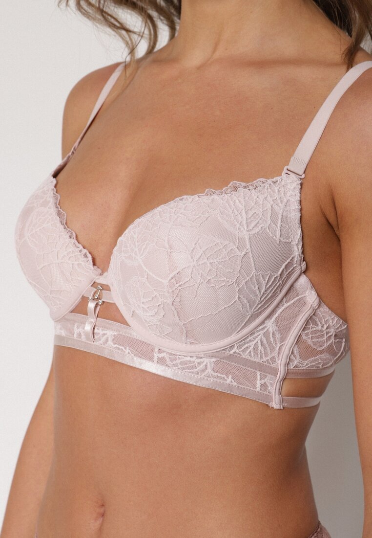 love magnolia Sutien Roz deschis din dantelă în stil clasic cu aplicație Galinassa