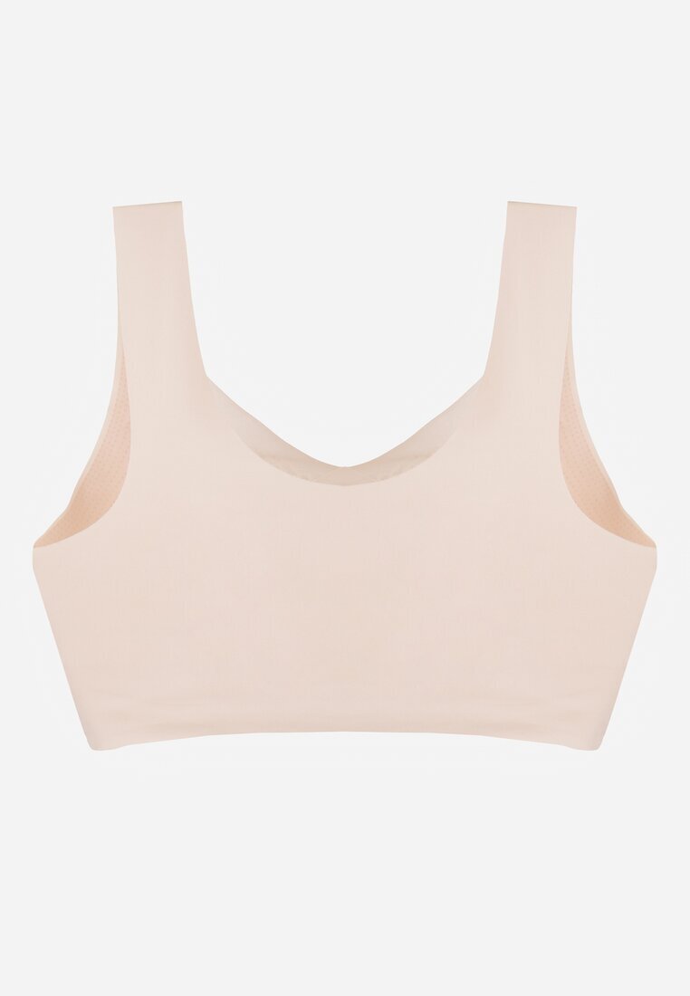 love magnolia Sutien Sportiv Bej cu Bureți Decorat cu Inserție din Plasa Edalissa