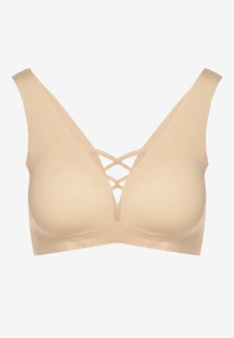 love magnolia Sutien Sportiv Bej Decorat cu Plasă și cu Aplicație Tip Corset Salinalla