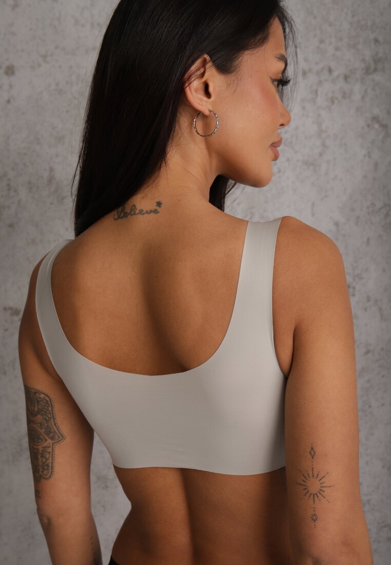 love magnolia Sutien Sportiv Gri cu Intărire Decorat cu Inserție din Plasă Edalissa