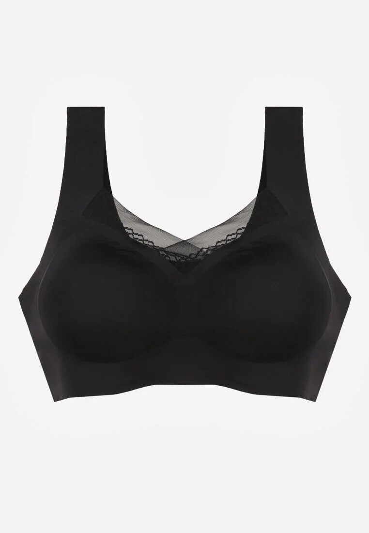 love magnolia Sutien sportiv negru cu întăritură decorat cu inserție din plasă Edalissa