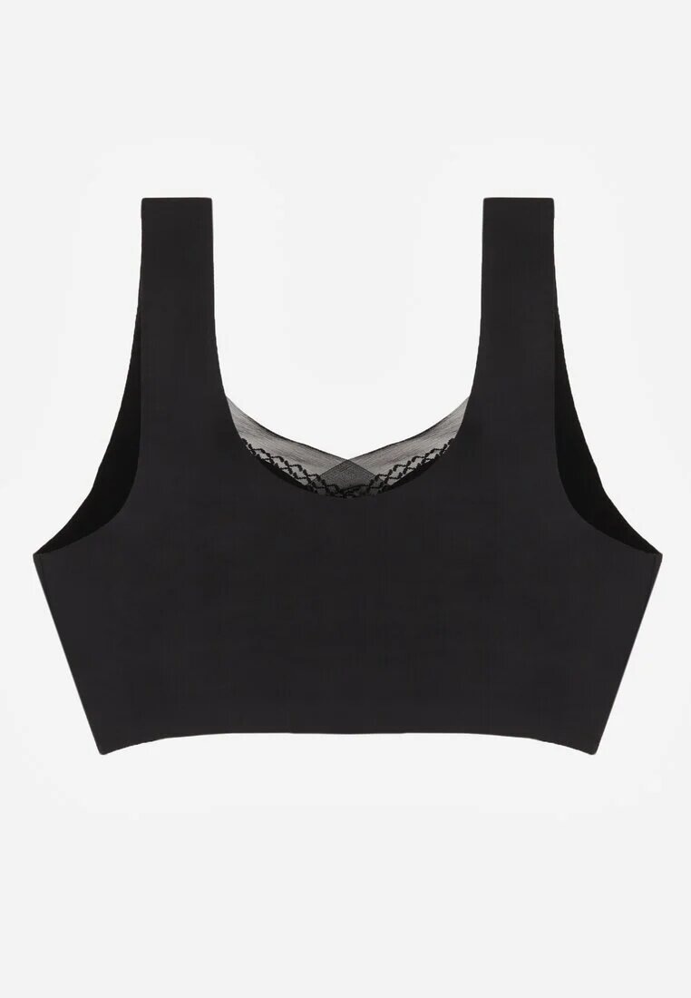 love magnolia Sutien sportiv negru cu întăritură decorat cu inserție din plasă Edalissa