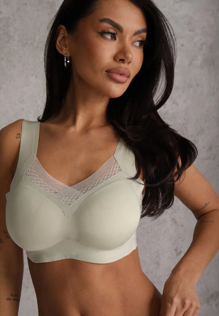 love magnolia Sutien Sportiv Verde cu Intaritura Decorat cu insertie de plasa Edalissa