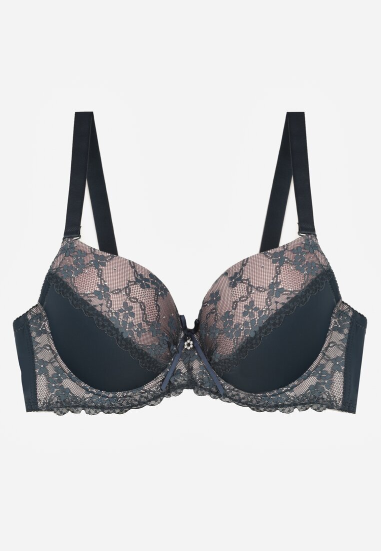 love magnolia Sutien verde închis cu dantelă și zirconii Himelodia
