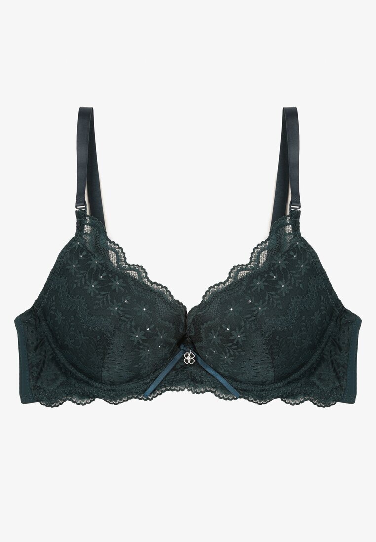 love magnolia Sutien verde închis din dantelă tip push-up Mellimi