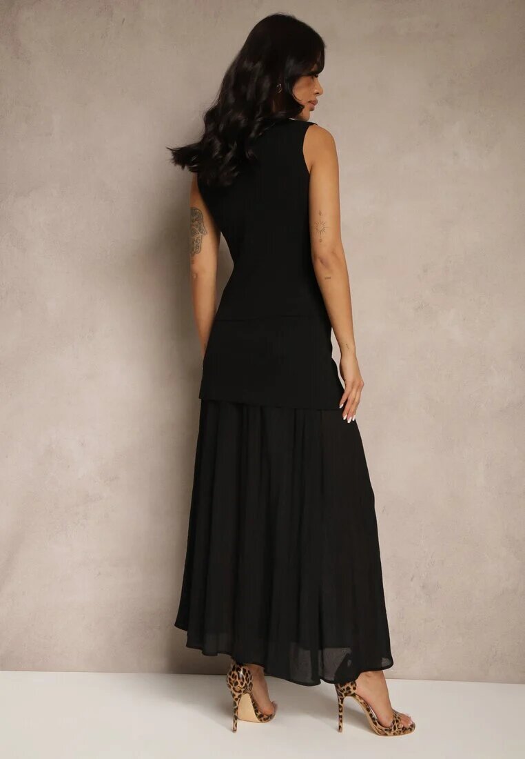 lovery Ansamblu Elegant Negru Vestă și Fustă Evazată Werani