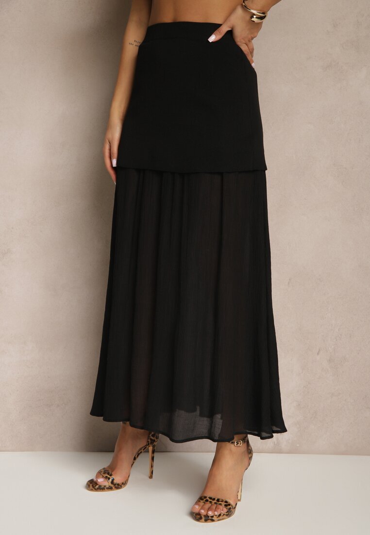 lovery Ansamblu Elegant Negru Vestă și Fustă Evazată Werani