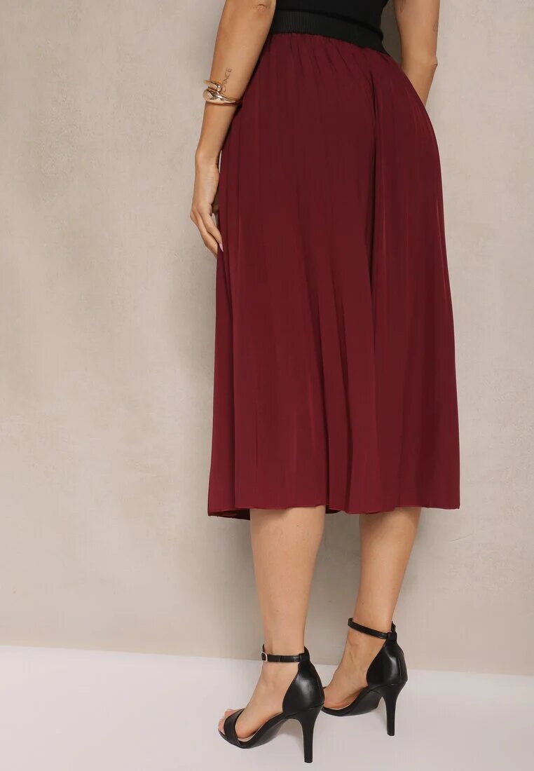 lovery Fustă Casual Plisată Bordo cu talie elastică Velentina