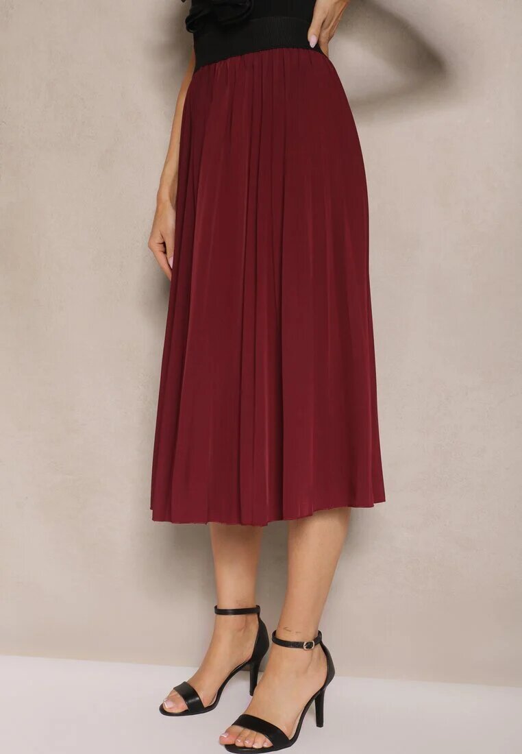 lovery Fustă Casual Plisată Bordo cu talie elastică Velentina
