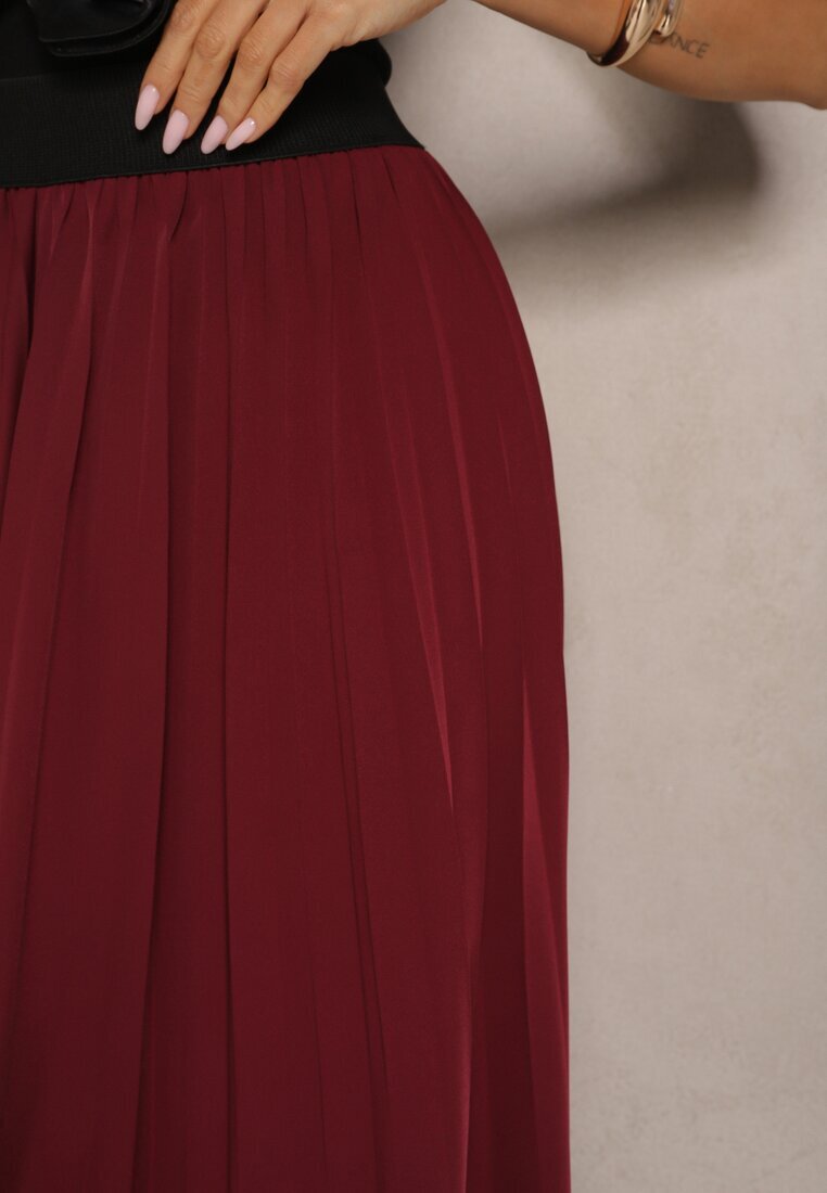 lovery Fustă Casual Plisată Bordo cu talie elastică Velentina