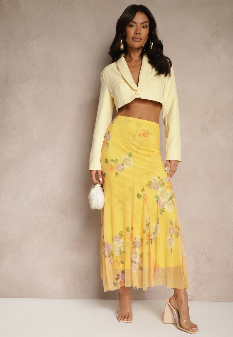 lovery Fustă Galbenă cu model floral cu croială evazată Efrirene