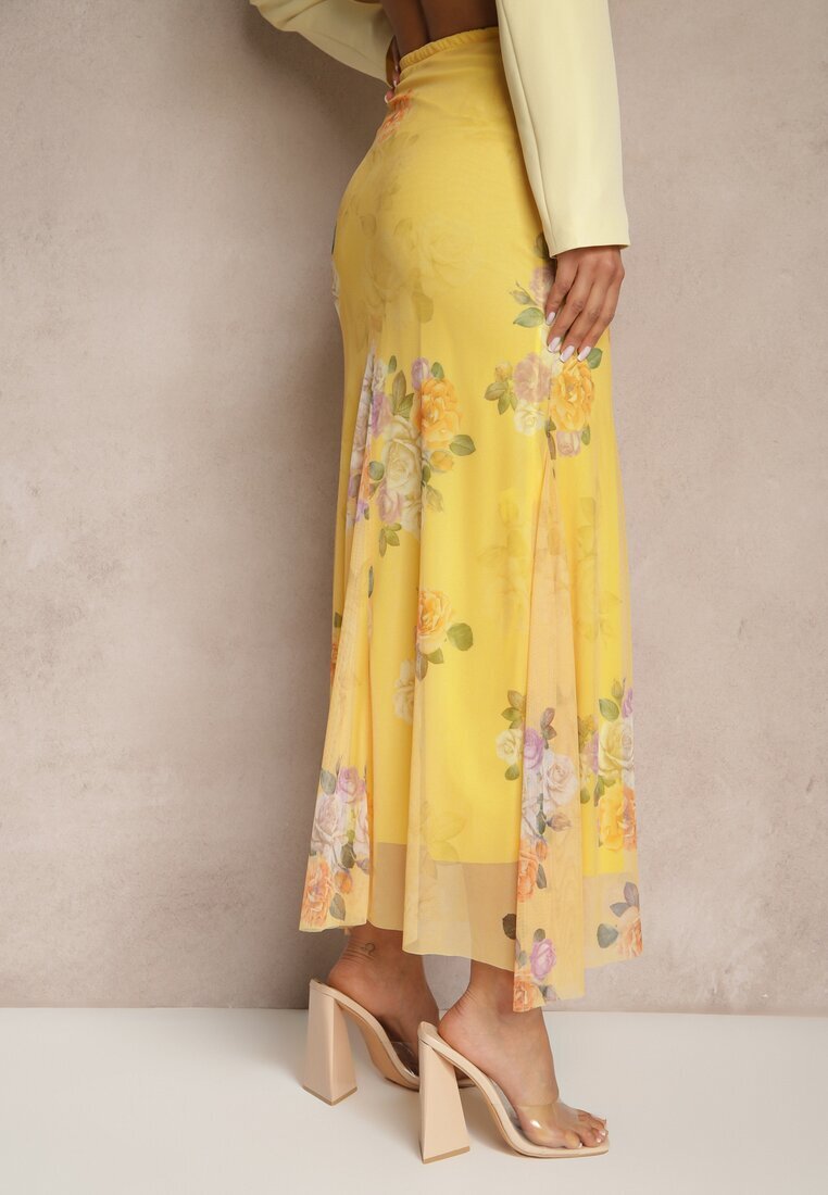 lovery Fustă Galbenă cu model floral cu croială evazată Efrirene