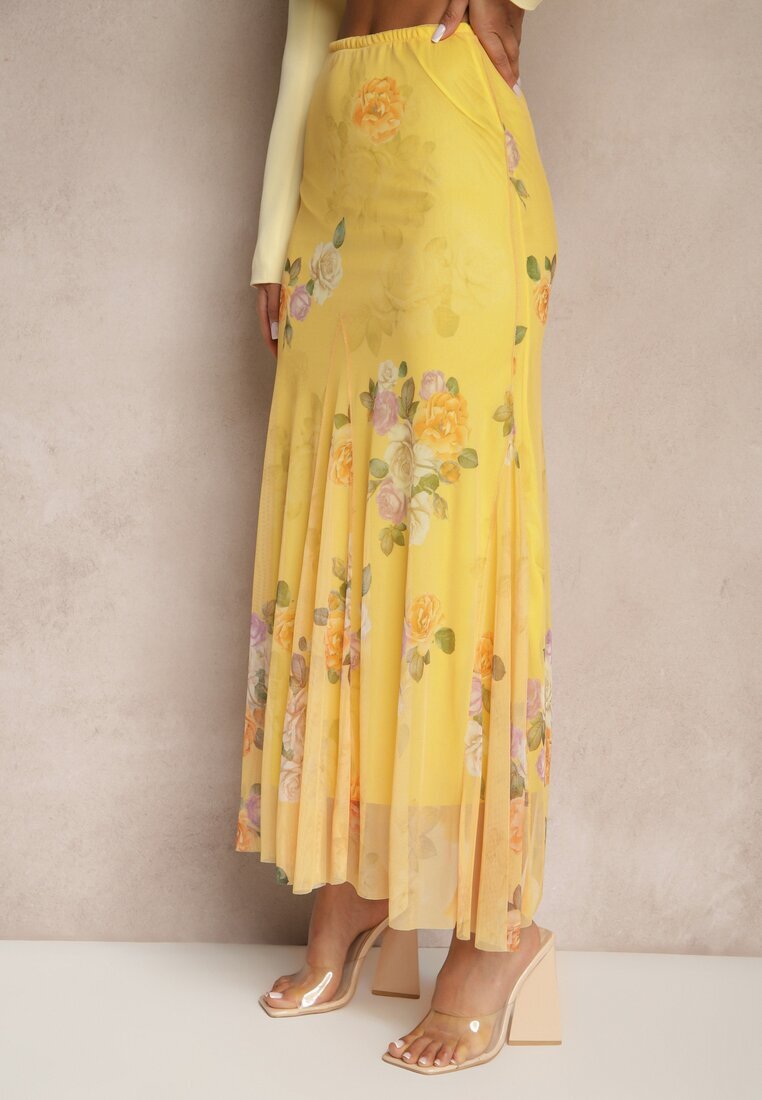 lovery Fustă Galbenă cu model floral cu croială evazată Efrirene