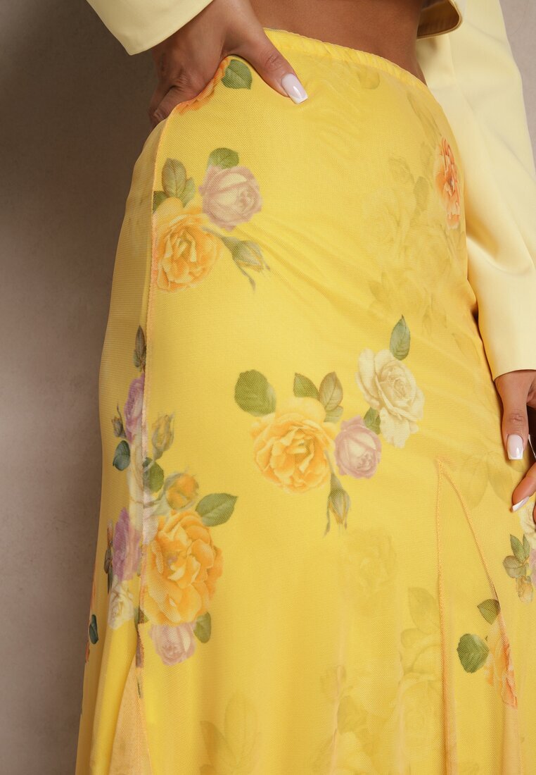 lovery Fustă Galbenă cu model floral cu croială evazată Efrirene