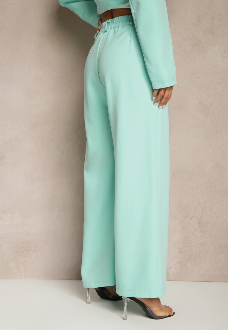 lovery Pantaloni Verde deschis Largi Talie înaltă Croială de costum Cu pliuri Uliadorea