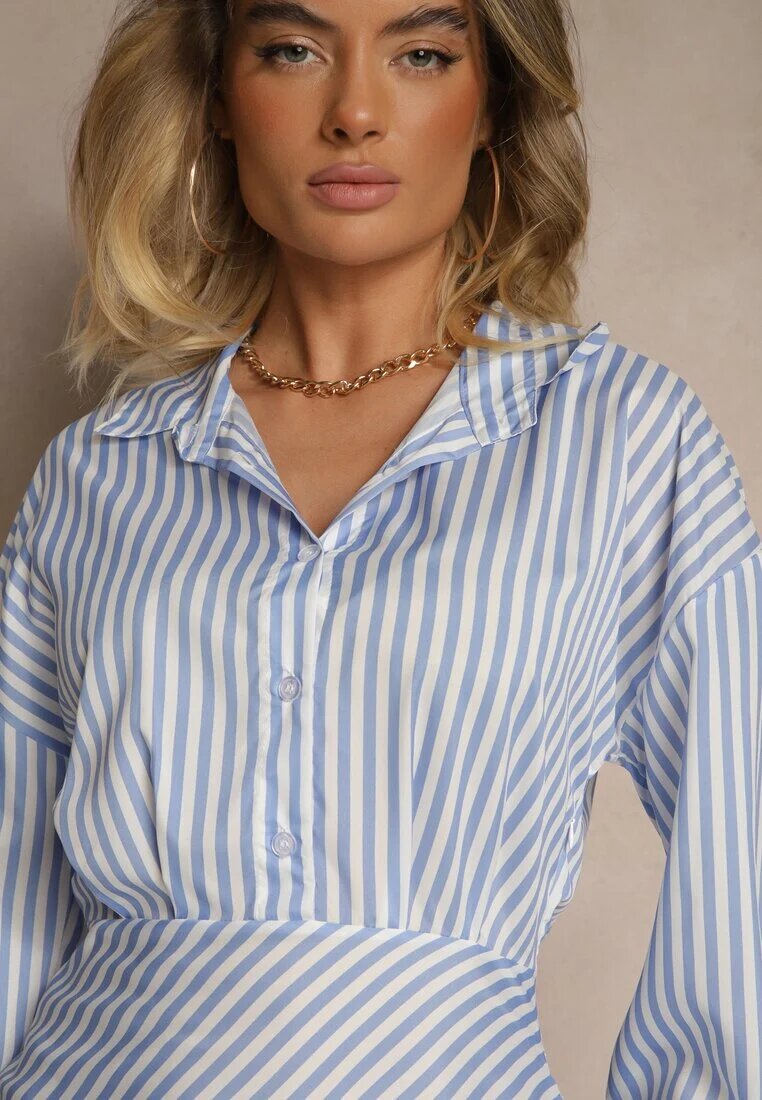 lovery Rochie Ajustată Albastru deschis cu Croi cămașă cu dungi Mevistra