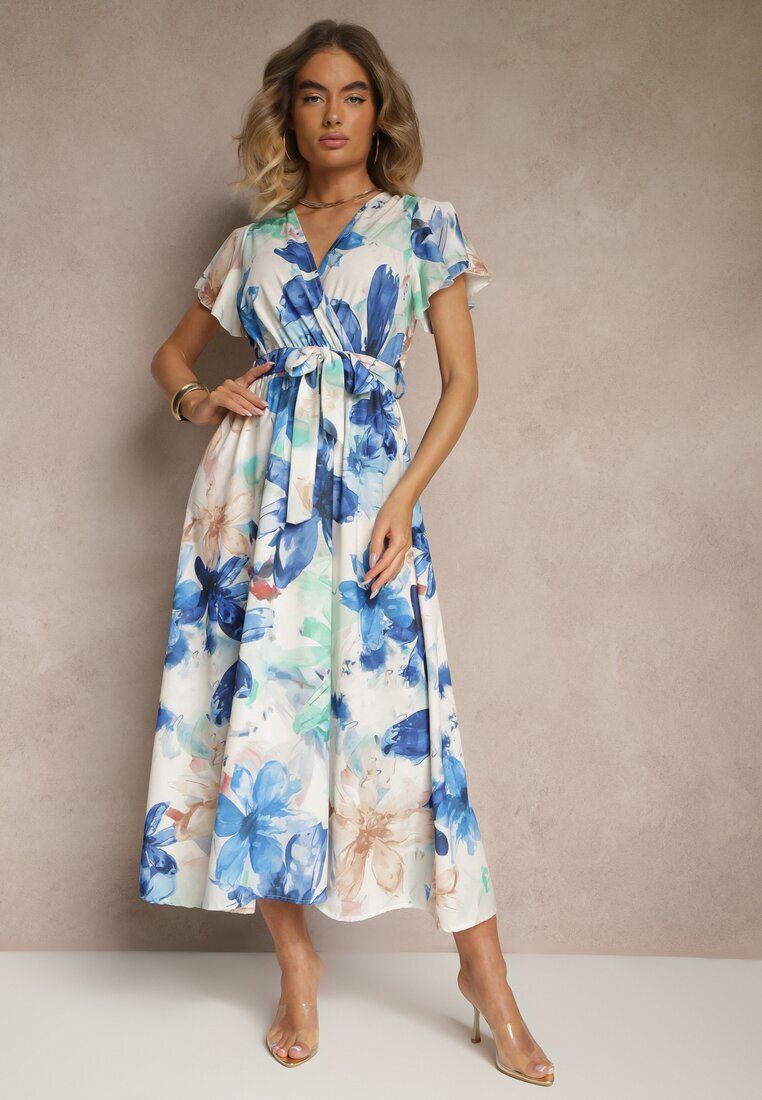 lovery Rochie Albastră Petrecută cu cordon cu imprimeu floral Redellira