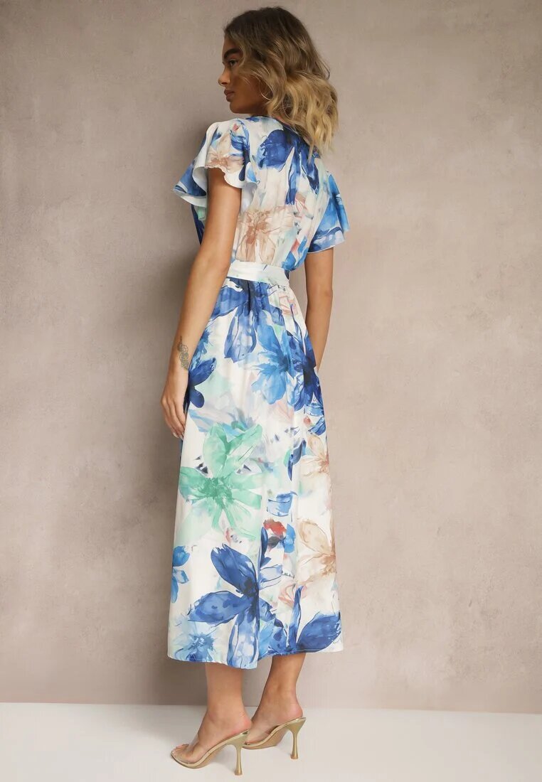 lovery Rochie Albastră Petrecută cu cordon cu imprimeu floral Redellira