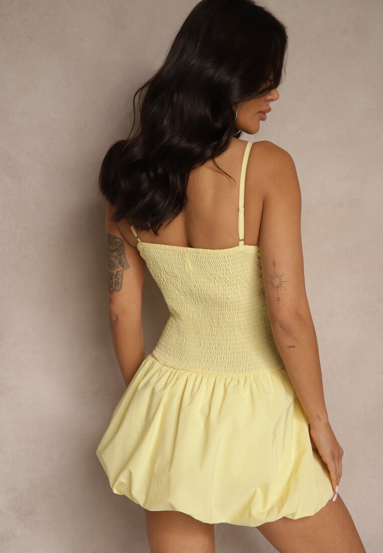 lovery Rochie balon Galbenă cu Căptușeală Tip Pantaloni scurți Decorată cu Zirconii Donellia