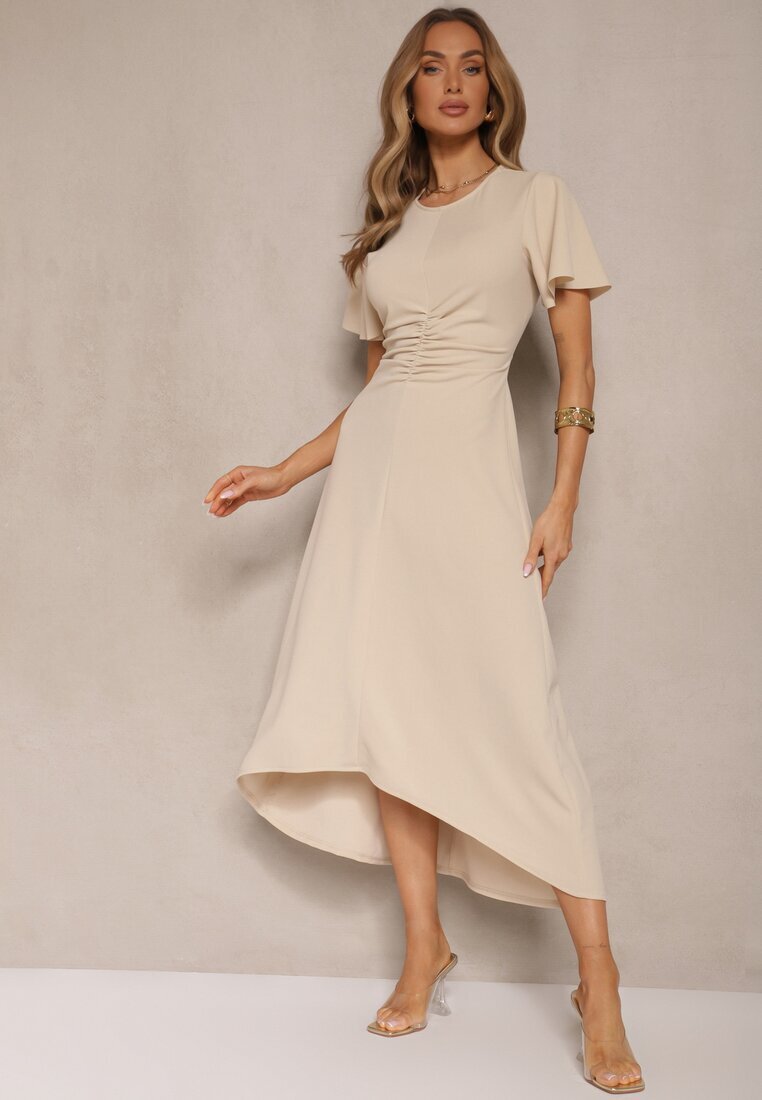lovery Rochie bej cu croi evazat cu drapaj Odarene