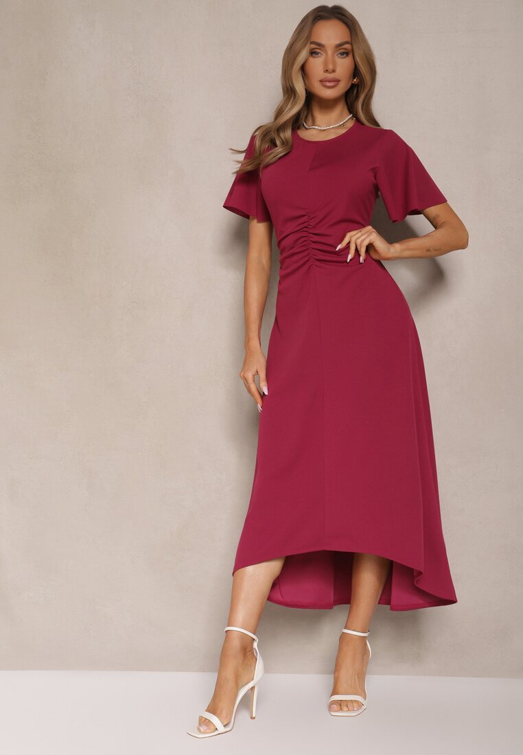 lovery Rochie Bordo evazată cu drapaj Odarene