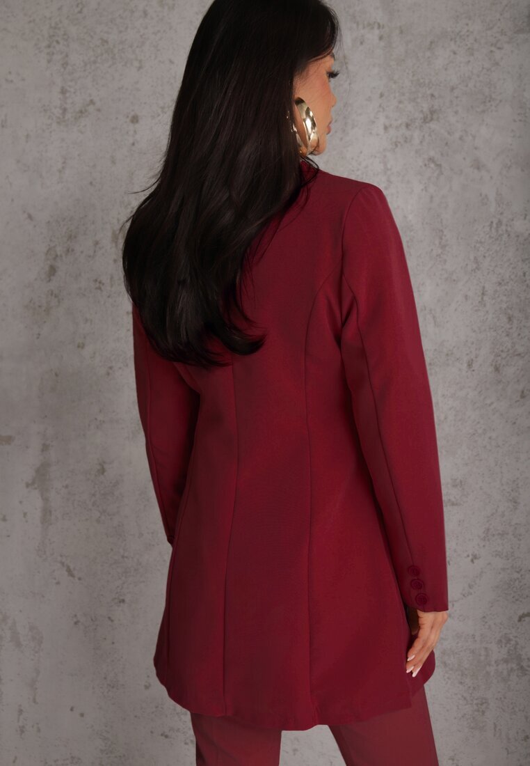 lovery Rochie Bordo în stil sacou cu umeri întăriți decorată cu flori 3D Nelorien