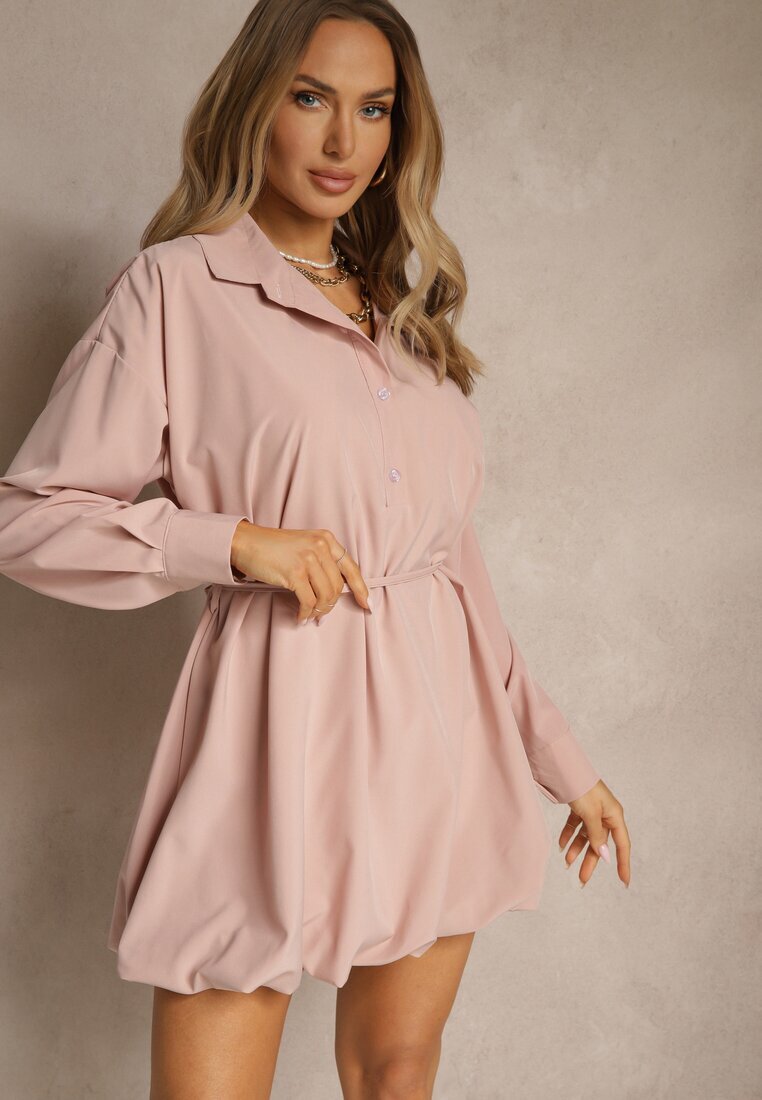 lovery Rochie cămașă Rozalie tip balon decorată cu curea Lavirivae