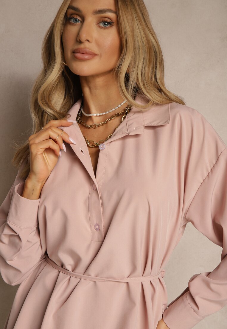 lovery Rochie cămașă Rozalie tip balon decorată cu curea Lavirivae