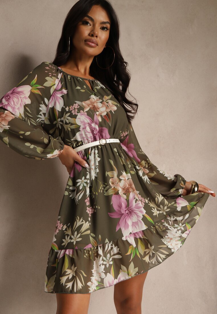 lovery Rochie Cloș Verde închis Decorată cu model floral Zerovia
