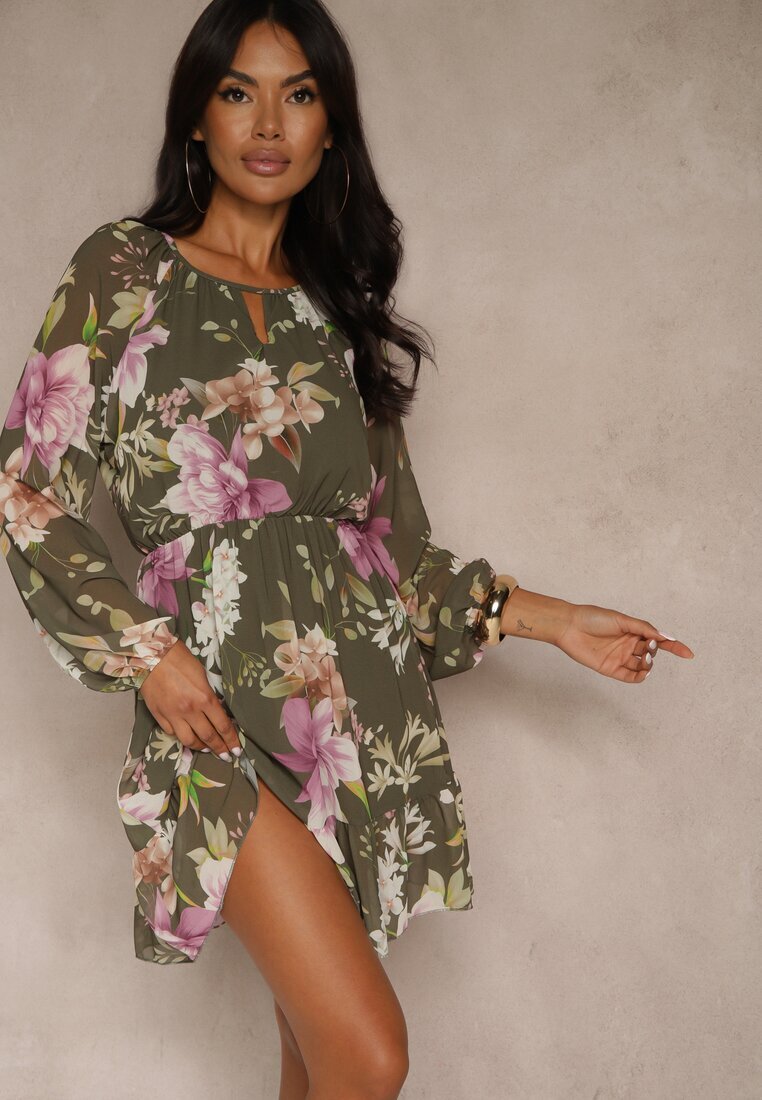lovery Rochie Cloș Verde închis Decorată cu model floral Zerovia