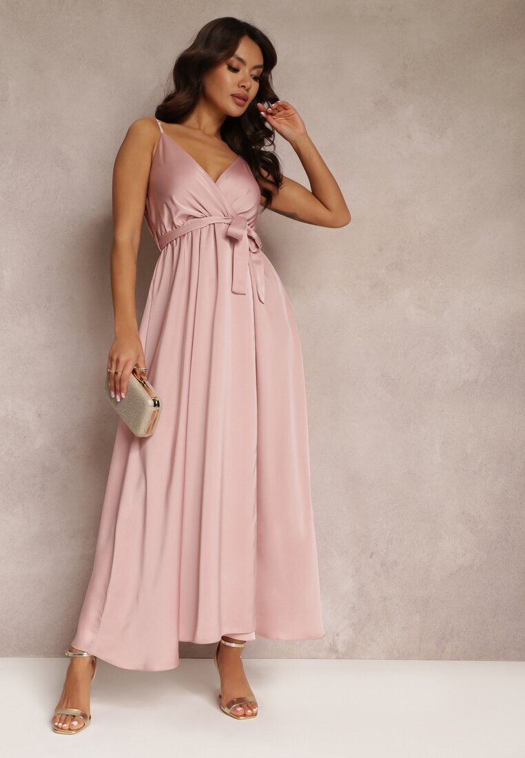 lovery Rochie de cocktail Roz deschis cu elastic în talie cu bretele reglabile Anajane