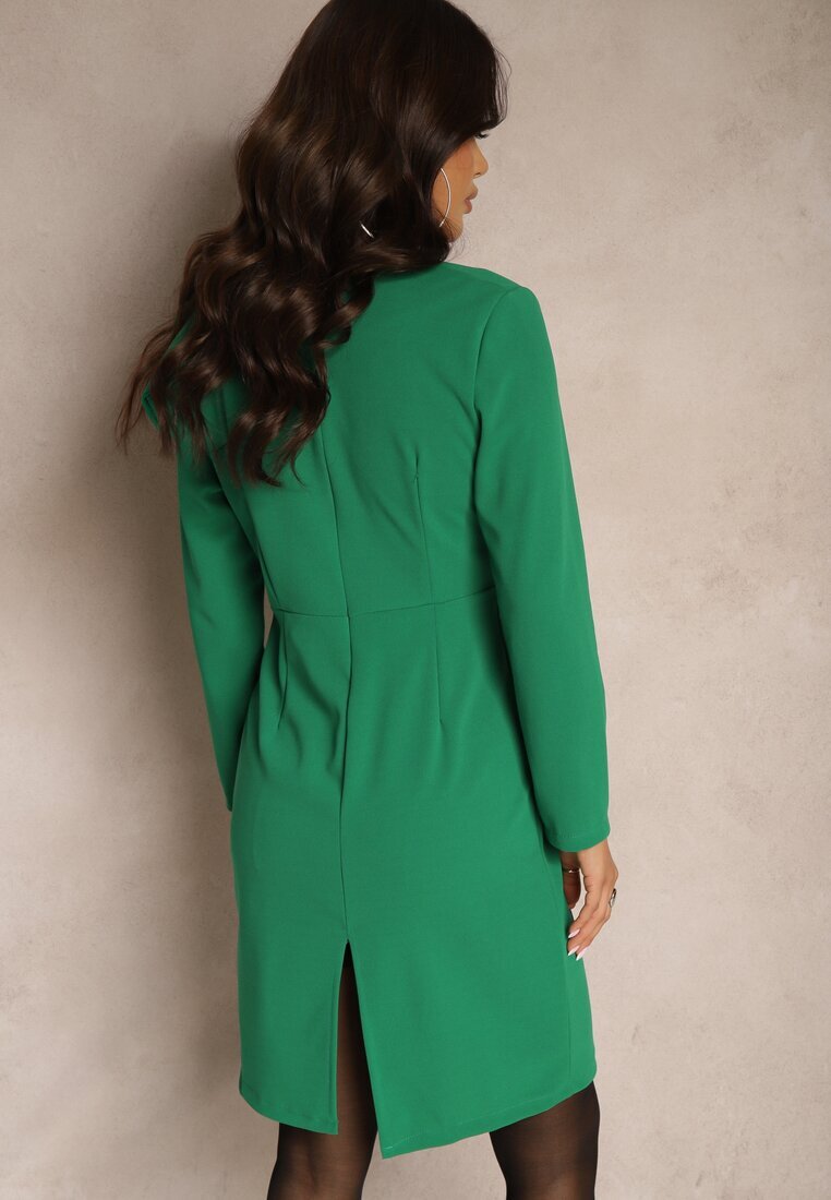 lovery Rochie de cocktail Verde închis cu croială ajustată cu fundă pe umăr Innathia