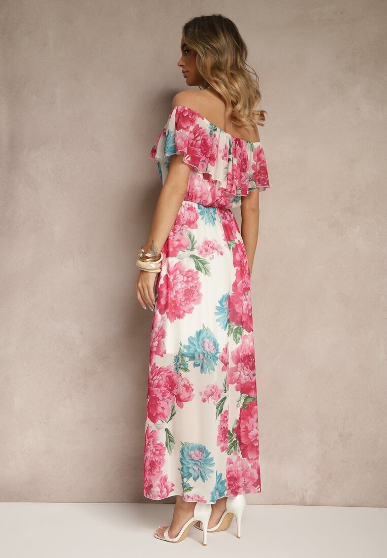 lovery Rochie Fucsia Spaniolă cu Imprimeu Floral și Curea Împletită Sadeene